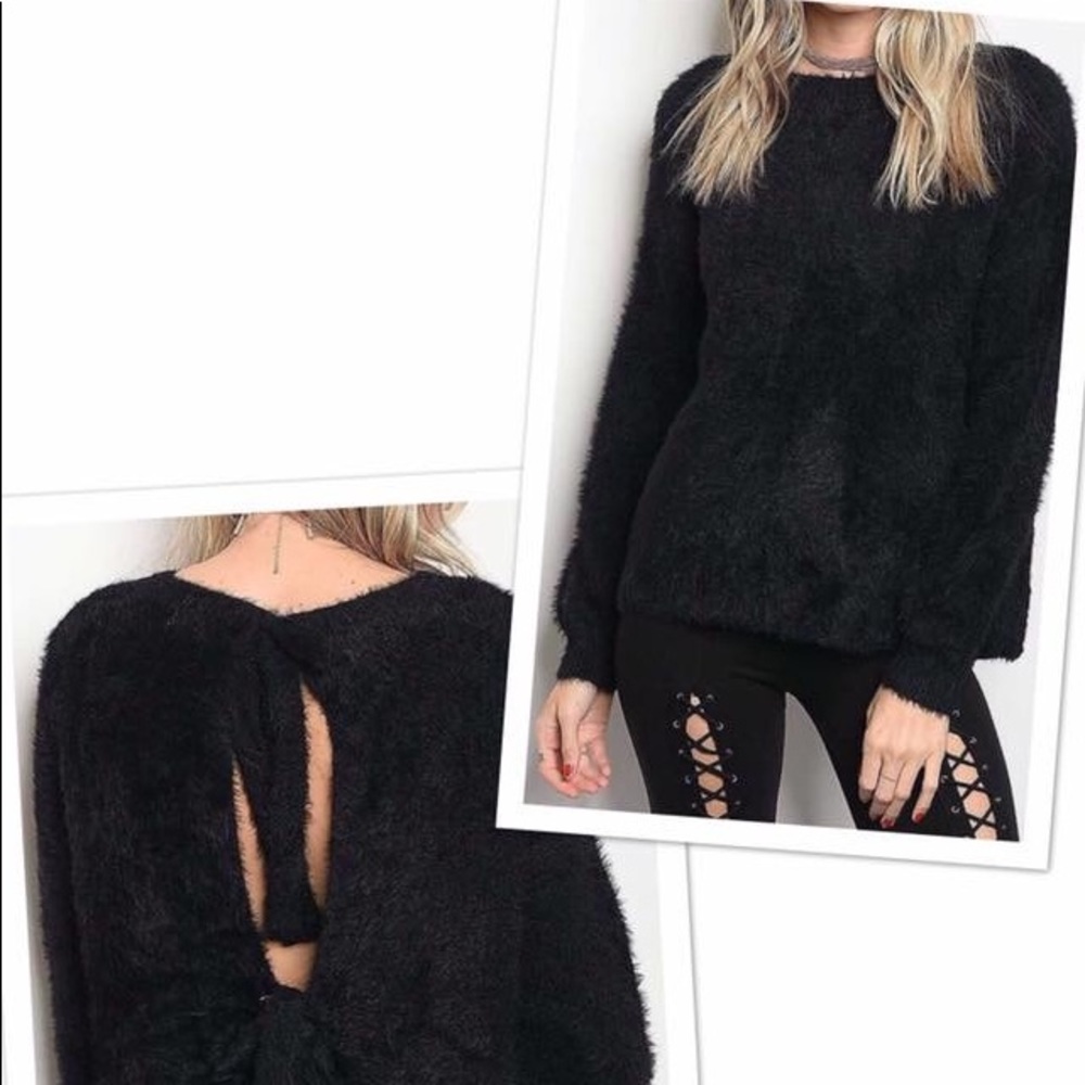 Loveriche Fuzzy Tie-back Sweater